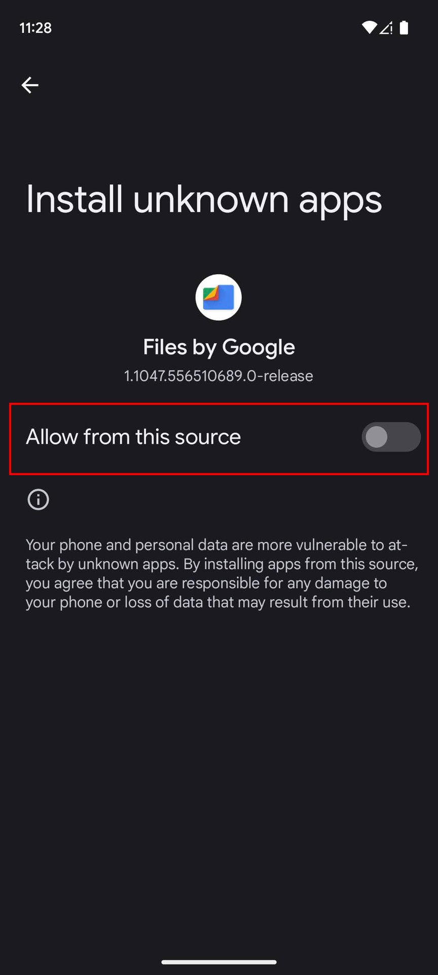 Setting: Allow from this source