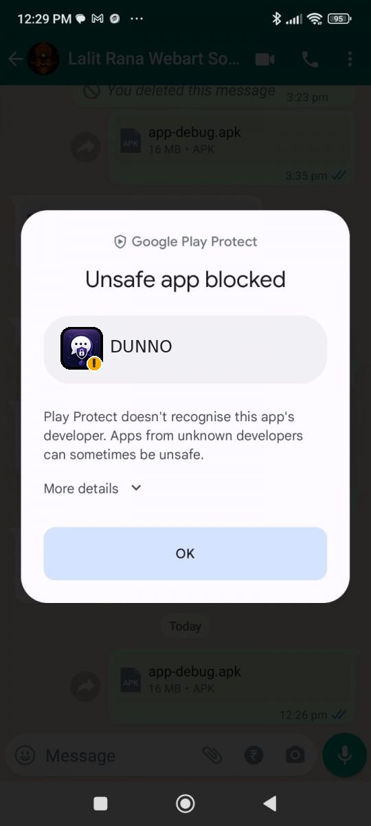 Play Protect: Unsafe app blocked